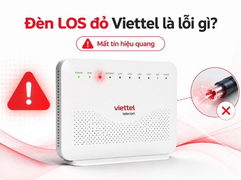 Đèn LOS Đỏ Viettel Là Lỗi Gì? Cách Xử Lý An Toàn Đèn LOS đỏ Viettel báo mất tín hiệu quang